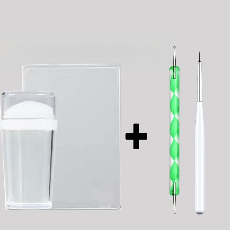 Σετ εργαλείων stamping νυχιών με σιλικόνιο σφραγίδα και παλέτα, τόξο γαλλικού σχεδίου, ανθεκτικό κιτ μανικιού