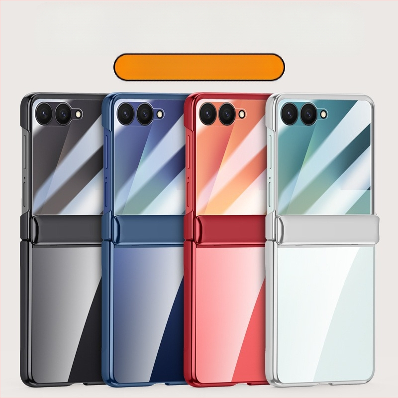 Carcasă PC pentru Samsung Galaxy Z Flip7 cu balama electroplateată și prindere magnetică, folie încorporată, protecție la căderi și rezistență la uzură