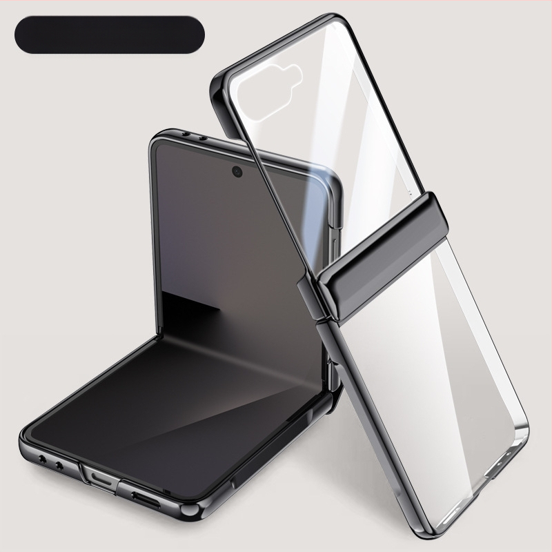 Carcasă PC pentru Samsung Galaxy Z Flip7 cu balama electroplateată și prindere magnetică, folie încorporată, protecție la căderi și rezistență la uzură