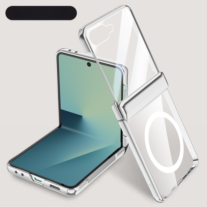 Carcasă PC pentru Samsung Galaxy Z Flip7 cu balama electroplateată și prindere magnetică, folie încorporată, protecție la căderi și rezistență la uzură