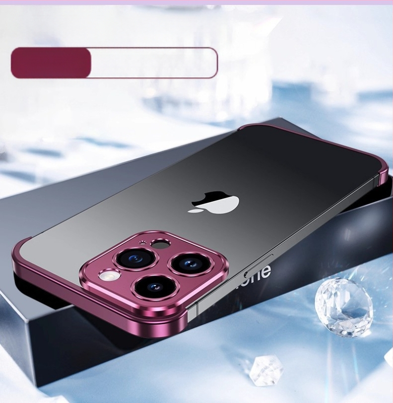 Metāla četrstūra paliktnis iPhone 12–14 Pro/Max, matēta virsma, triecienizturīgs un siltuma izkliede, izturīgs pret nodilumu, pret pirkstu nospiedumiem