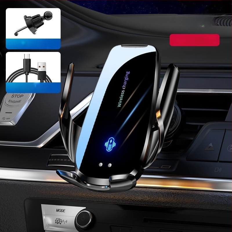 Държател за мобилен телефон за автомобил, монтаж върху въздушен отвор, сензорно автоматично отваряне/затваряне, безжично зареждане 15W, Snap-On монтаж