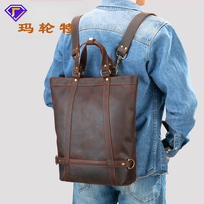 Marute tikros odos verslo kuprinė su Crazy Horse apdaila, 20–35L, modelis 8014, vyrams