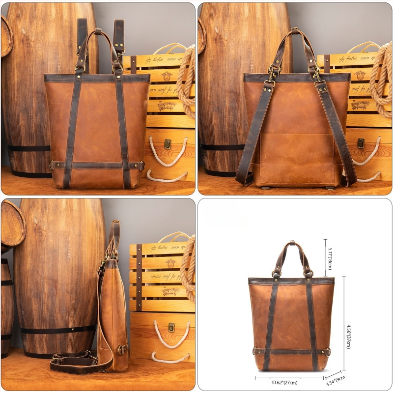 Marute tikros odos verslo kuprinė su Crazy Horse apdaila, 20–35L, modelis 8014, vyrams