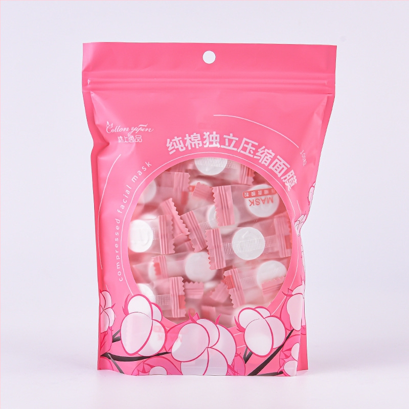 Pamut tömörített arcbőrmaska, ultra vékony selyem réteggel, nedves kompresszióhoz a spa-ban, egyetlen használat, táplál és hidratál