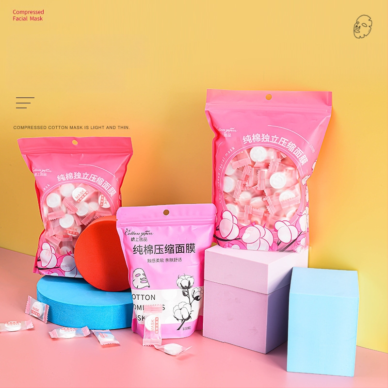 Pamut tömörített arcbőrmaska, ultra vékony selyem réteggel, nedves kompresszióhoz a spa-ban, egyetlen használat, táplál és hidratál