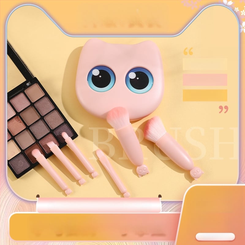 Комплект четки за грим - шестчастен комплект, деликатни меки власинки, огледало, подходящ за начинаещи