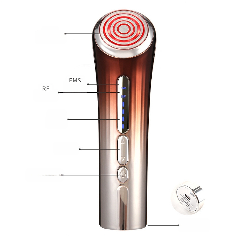 Устройство за лице с радиочестотна терапия, ултразвук и EMS микроелектричен масаж — IPX6 водоустойчиво, преносимо