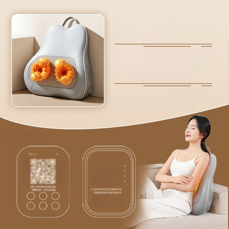 Ābolam formas masāžas spilvens ar 6+ masāžas galvām, kaklam, mugurai, viduklim, gurniem un kājām, 3. ātrums, mehānisks masāžas