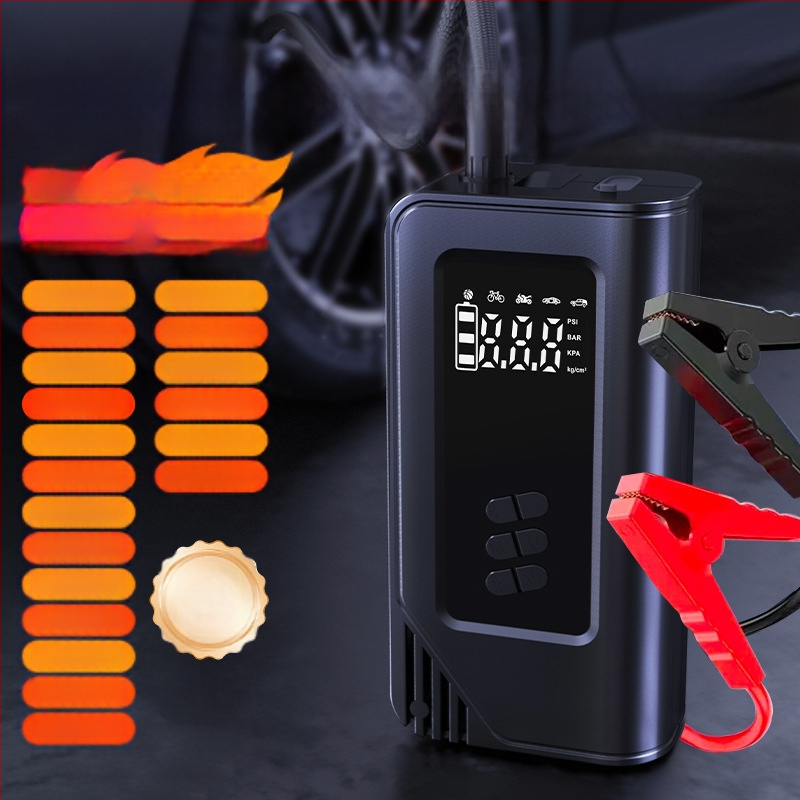 Φορητή αντλία αέρα αυτοκινήτου, ασύρματη, με ψηφιακή οθόνη, φωτισμό και φόρτιση USB — 14.8V, έως 80W, 30 L/min