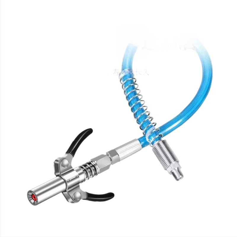 Zsírzópisztoly zárócsipesz típusú, magas nyomású, kettős fogantyú, önzáró, lapos fej