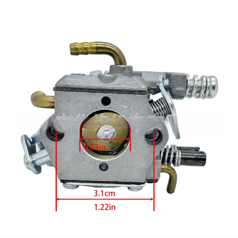 Benzīna ķēdeszāģa karburators, mehāniskais ar diafragmas tipu, uzstādīšanas atveres diametrs 31 mm, modelis 58 copper linkage oil bubble, saderīgs ar 5800/5200