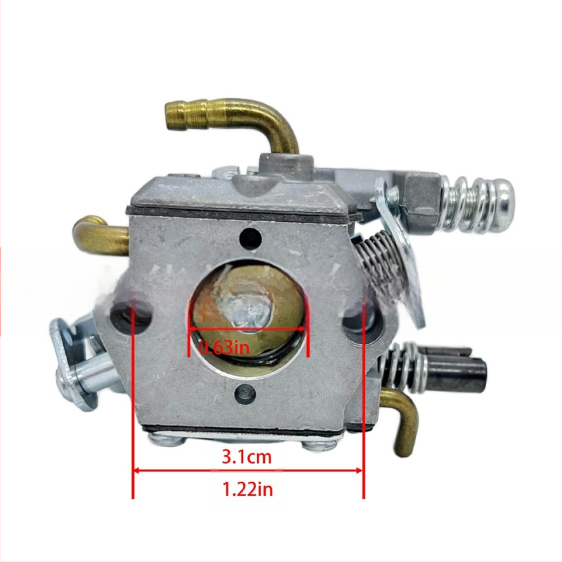 Benzīna ķēdeszāģa karburators, mehāniskais ar diafragmas tipu, uzstādīšanas atveres diametrs 31 mm, modelis 58 copper linkage oil bubble, saderīgs ar 5800/5200