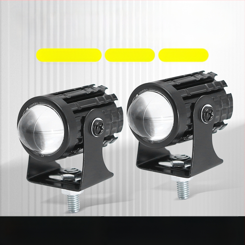 LED motociklo žibintas, dviejų spalvų geltona/balta, 12-80V (3000lm, 10W, MN-001, atsparus vandeniui)