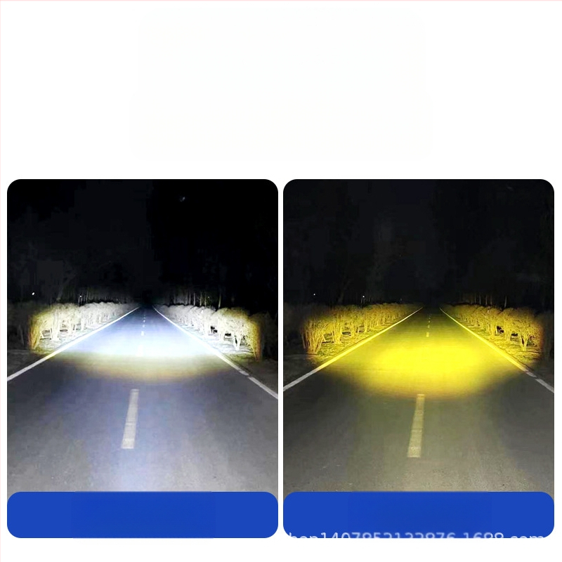 LED motociklo žibintas, dviejų spalvų geltona/balta, 12-80V (3000lm, 10W, MN-001, atsparus vandeniui)