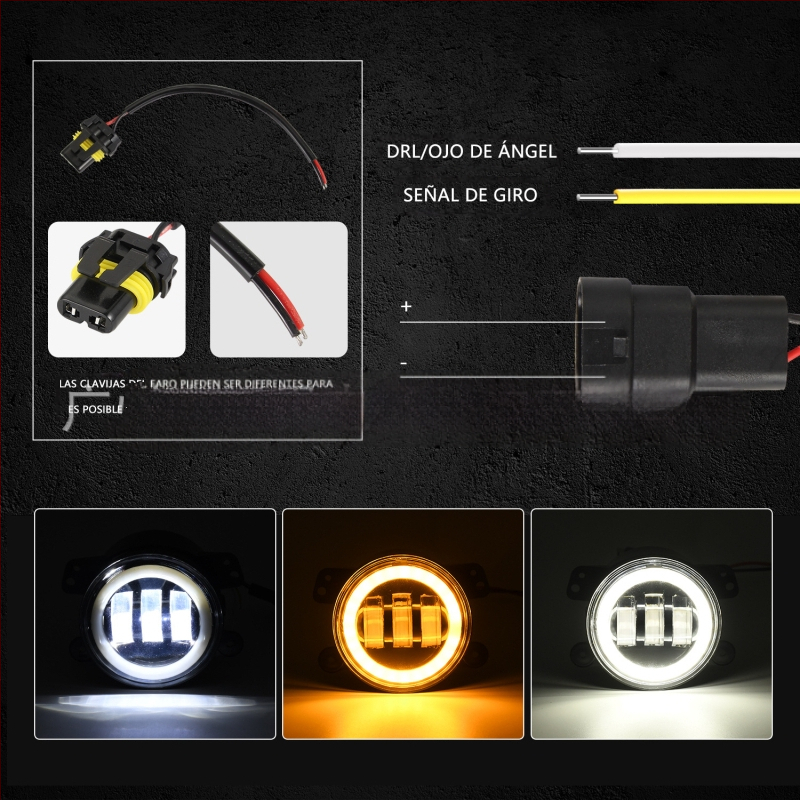 LED ködlámpa Jeep Wrangler terepjáró SUV-hoz alumínium házban, 6000K színhőmérséklet, tükröző kupak, 0.75 A áram