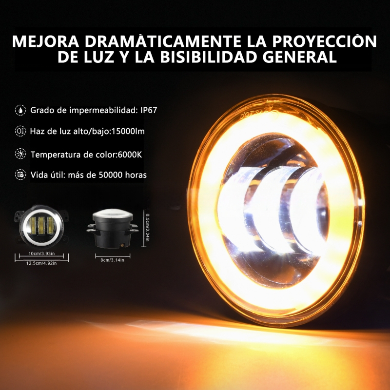 LED ködlámpa Jeep Wrangler terepjáró SUV-hoz alumínium házban, 6000K színhőmérséklet, tükröző kupak, 0.75 A áram