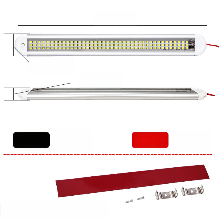 LM-3385 LED iekšējā kabīnes gaisma, 120 LED, 12-85V, alumīnija korpuss ar četrām izliektām virsmām