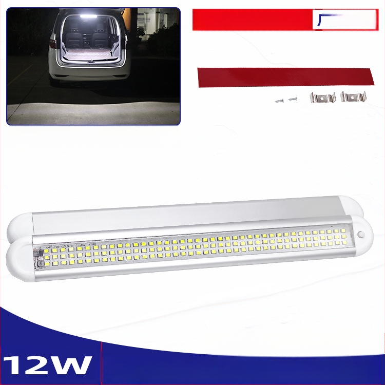 LM-3385 LED iekšējā kabīnes gaisma, 120 LED, 12-85V, alumīnija korpuss ar četrām izliektām virsmām