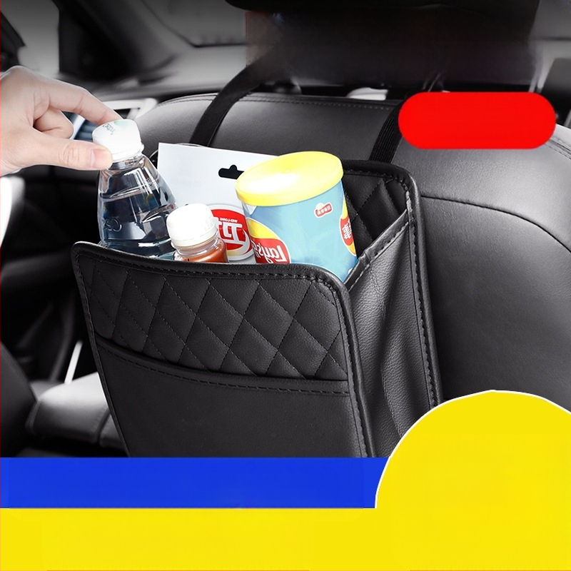 Automobilio galinės sėdynės saugojimo krepšys — odinis, kabinamas, atspari vandeniui, didelė talpa, universali suderinamumas