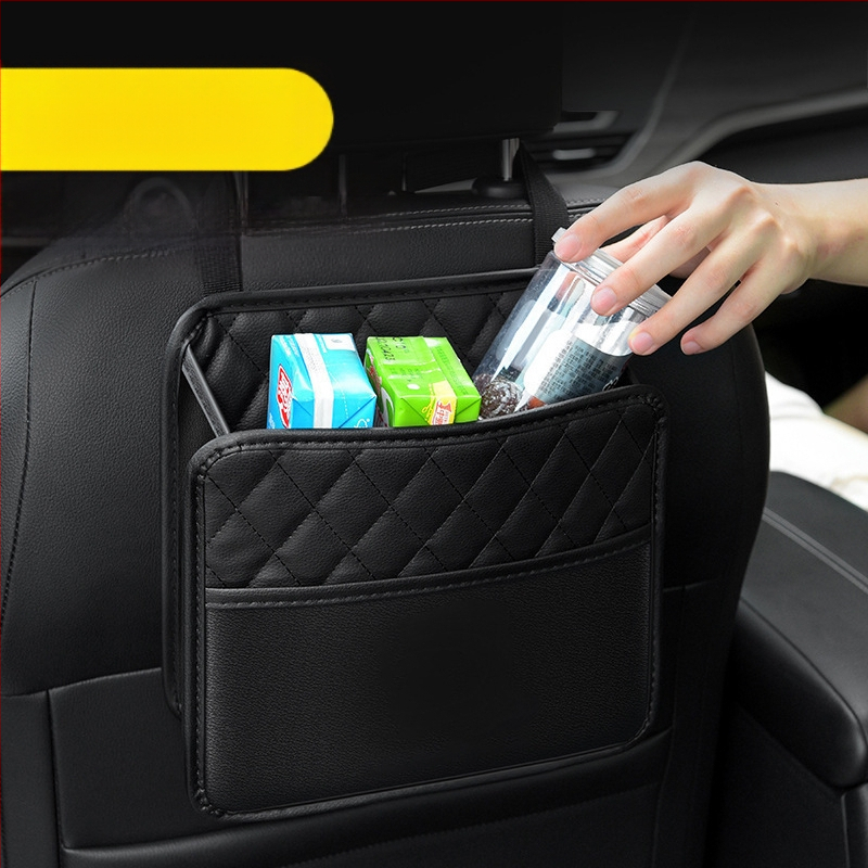 Automobilio galinės sėdynės saugojimo krepšys — odinis, kabinamas, atspari vandeniui, didelė talpa, universali suderinamumas