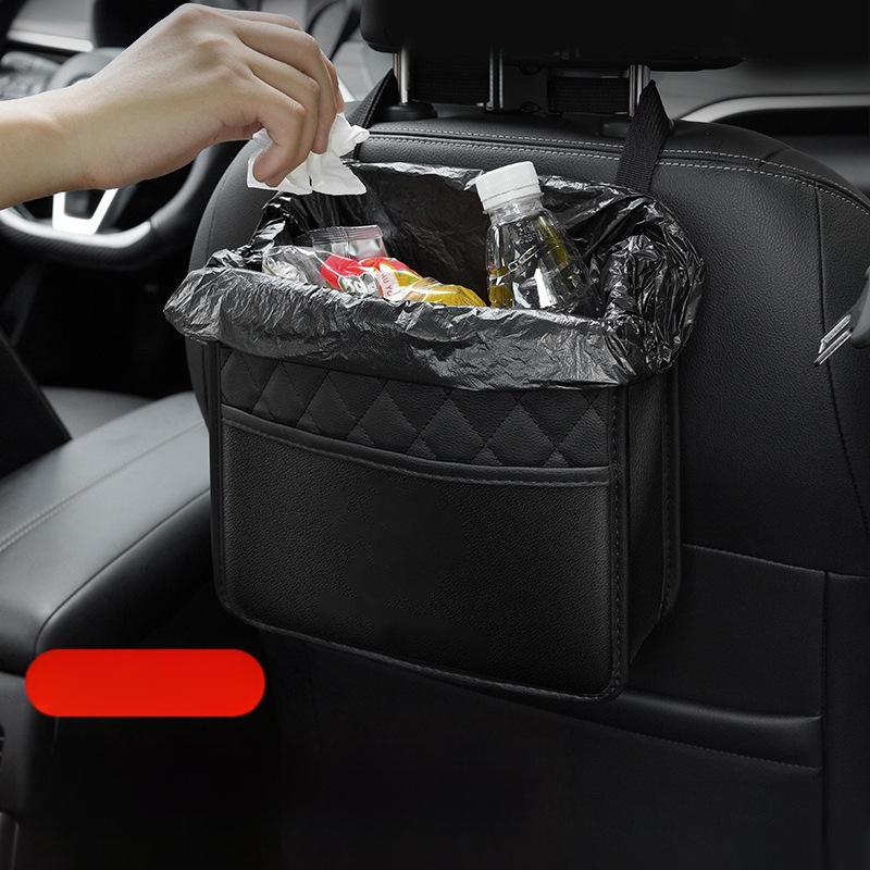 Automobilio galinės sėdynės saugojimo krepšys — odinis, kabinamas, atspari vandeniui, didelė talpa, universali suderinamumas