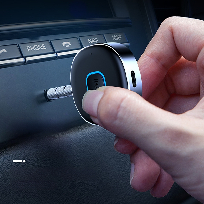 J33 Bluetooth imtuvas automobiliui AUX, laisvų rankų garso keitiklis, Bluetooth 5.0, 3,5 mm sąsaja, plug‑and‑play su išorine maitinimo šaltiniu