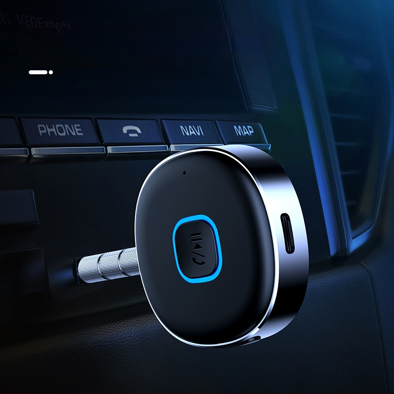 J33 Bluetooth imtuvas automobiliui AUX, laisvų rankų garso keitiklis, Bluetooth 5.0, 3,5 mm sąsaja, plug‑and‑play su išorine maitinimo šaltiniu