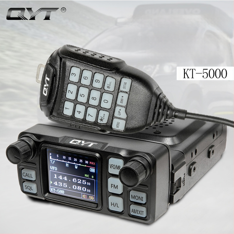 Quanyitong QYT KT-5000 autóba szerelt teljes készülék, 25W, UV frekvenciájú tartomány, 10-50 km hatótávolság