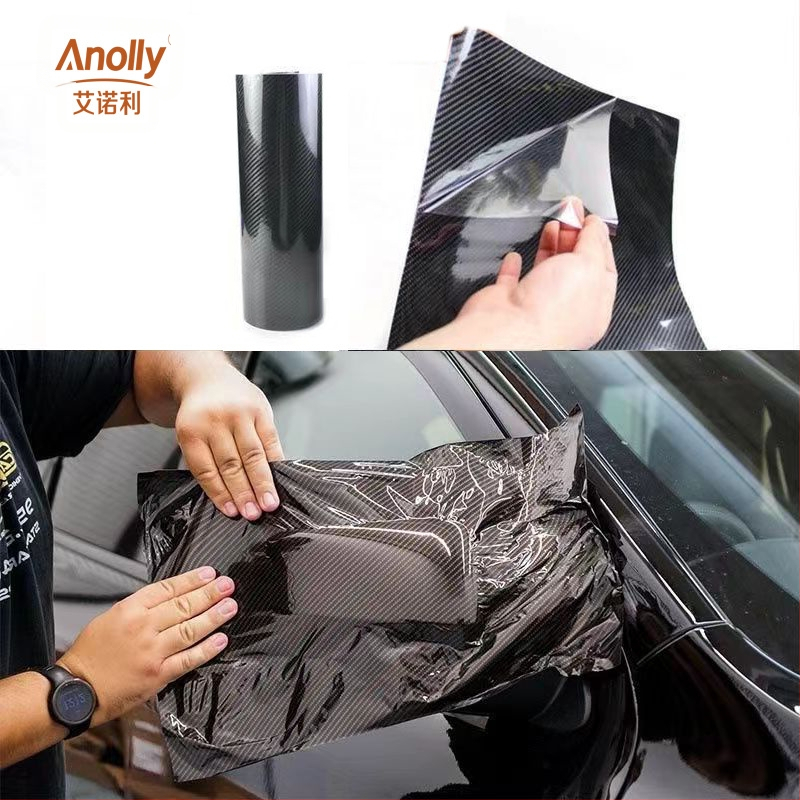 3D folija od karbonskih vlakana za auto – crni uzorak ugljikovih vlakana, kompletna dekoracija vozila i interijera, dimenzije 1,52 m x 18 m