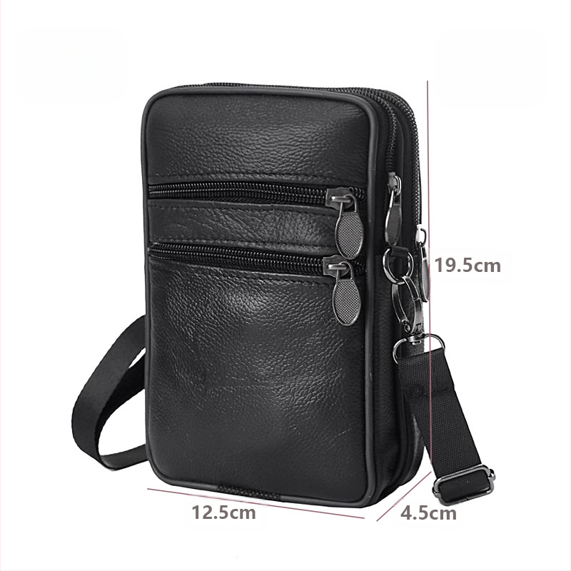 Mobiltelefon táska, valódi bőr, első réteg marhabőrből, függőleges négyzet alak, férfiaknak, poliészter bélés, szabadidős utazásokhoz