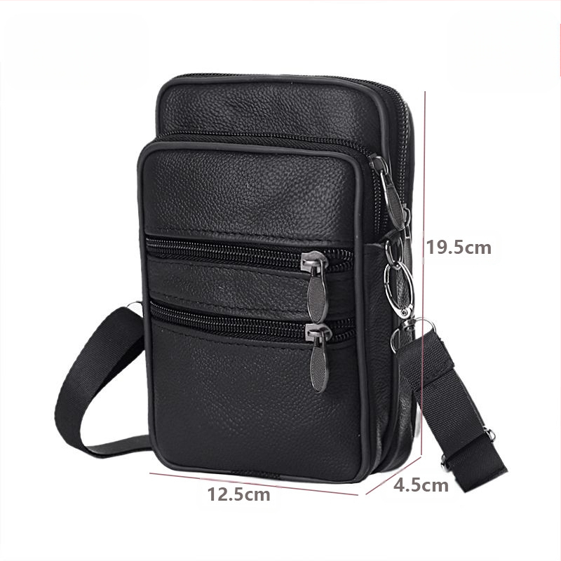 Mobiltelefon táska, valódi bőr, első réteg marhabőrből, függőleges négyzet alak, férfiaknak, poliészter bélés, szabadidős utazásokhoz