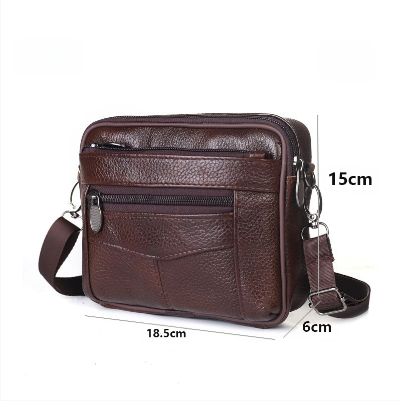 Mobiltelefon táska, valódi bőr, első réteg marhabőrből, függőleges négyzet alak, férfiaknak, poliészter bélés, szabadidős utazásokhoz