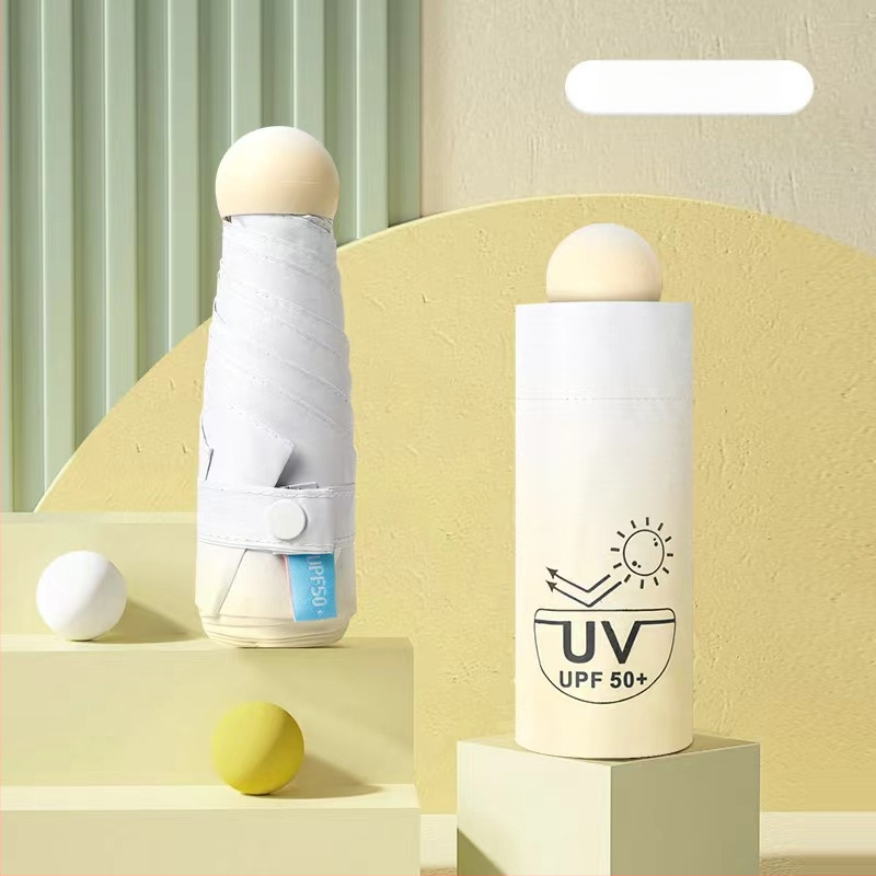 Umbrelă mini cu 5 segmente, ultraușoară, deschidere manuală, 6 brațe din fibră, tijă din aliaj, material țesătură 210T, UPF peste 50