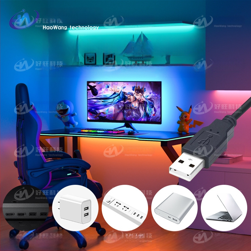 RGB LED лента с магически цветове, USB 5V захранване, управление чрез Bluetooth приложение, 30/60 LED на метър, водоустойчива