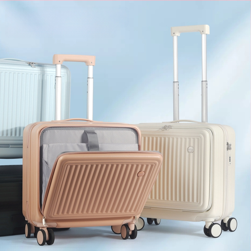 Куфар за пътуване с фронтално отваряне, ABS+PC материал, отваряне с цип, универсални колела, водоустойчив, антибактериален, много лек, тежи 3,2 кг