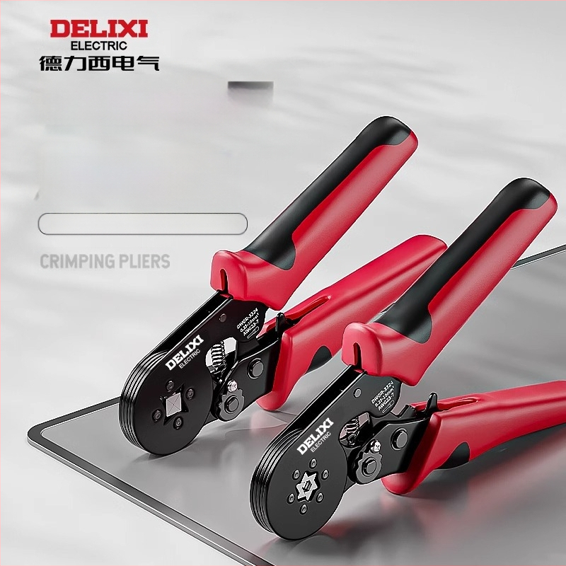 Delixi Комплект многофункционални клещи за обжим на терминали – игловиден тип, студено обжимане, легирана стомана