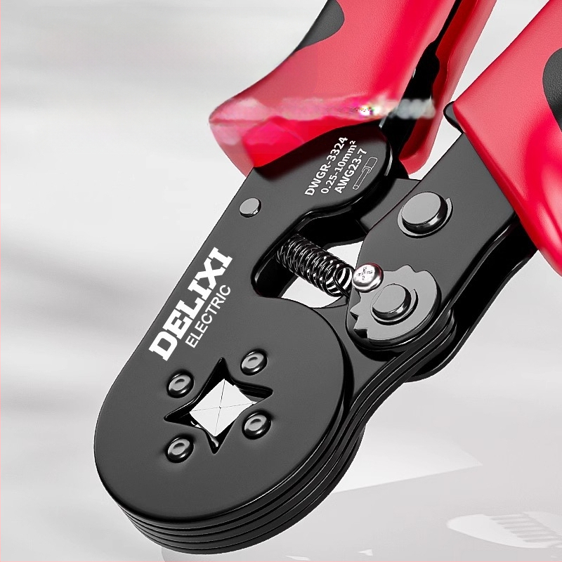 Delixi Комплект многофункционални клещи за обжим на терминали – игловиден тип, студено обжимане, легирана стомана