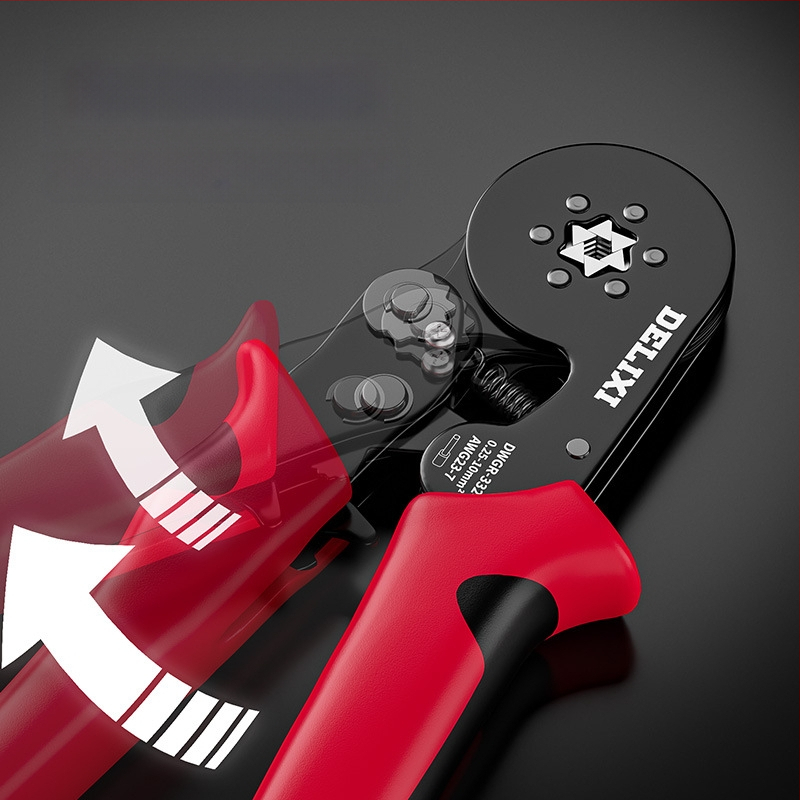 Delixi Комплект многофункционални клещи за обжим на терминали – игловиден тип, студено обжимане, легирана стомана