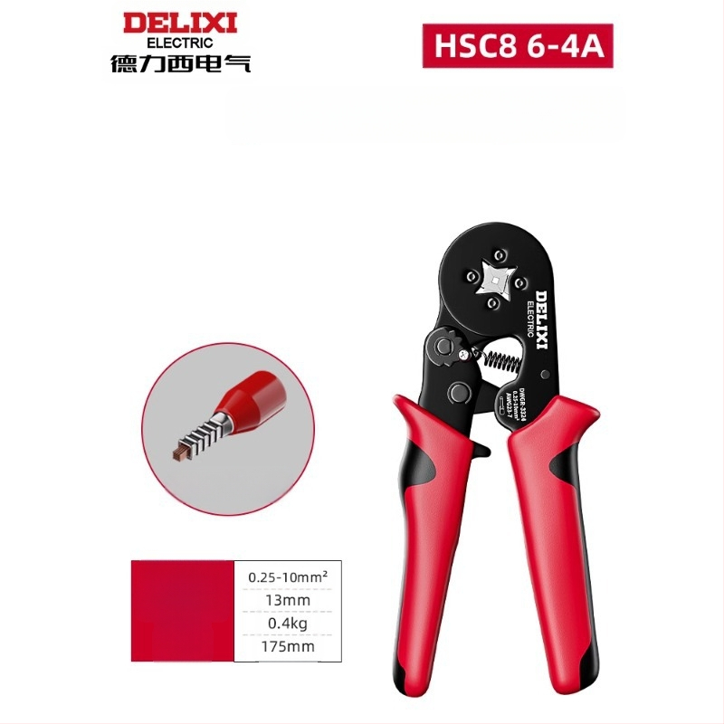 Delixi Комплект многофункционални клещи за обжим на терминали – игловиден тип, студено обжимане, легирана стомана