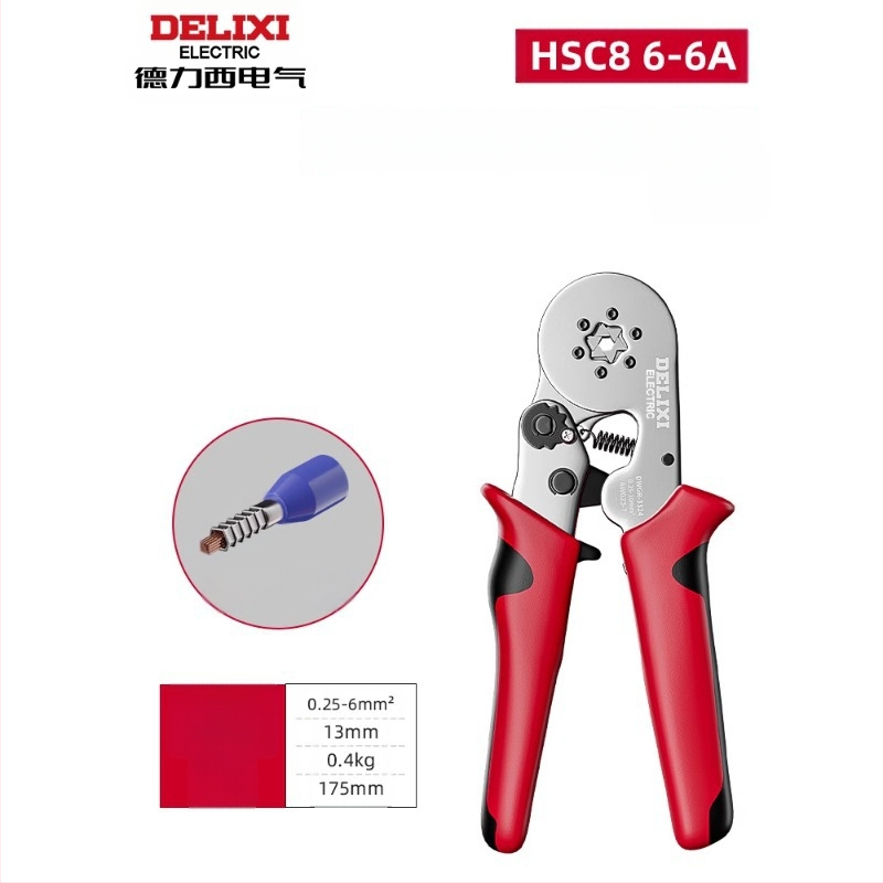 Delixi Комплект многофункционални клещи за обжим на терминали – игловиден тип, студено обжимане, легирана стомана