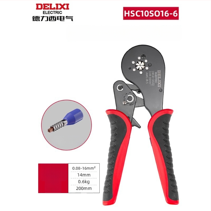 Delixi Комплект многофункционални клещи за обжим на терминали – игловиден тип, студено обжимане, легирана стомана