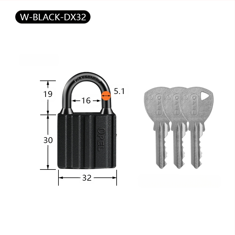 Mājsaimniecības aizslēdzējs - vara korpuss, ūdensizturīgs, matēta virsma; Modelis W-BLACK-DX; Zīmols OPEL; Piemērošana: skapji, istabas durvis, noliktavas