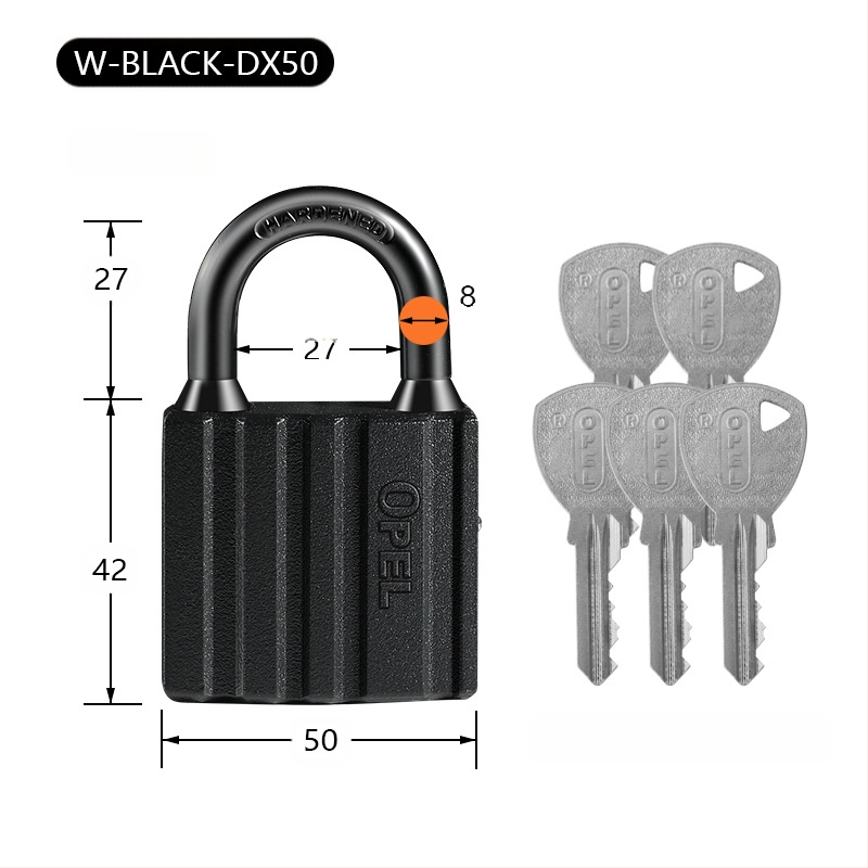 Mājsaimniecības aizslēdzējs - vara korpuss, ūdensizturīgs, matēta virsma; Modelis W-BLACK-DX; Zīmols OPEL; Piemērošana: skapji, istabas durvis, noliktavas