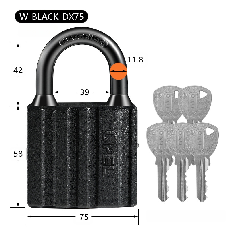 Mājsaimniecības aizslēdzējs - vara korpuss, ūdensizturīgs, matēta virsma; Modelis W-BLACK-DX; Zīmols OPEL; Piemērošana: skapji, istabas durvis, noliktavas