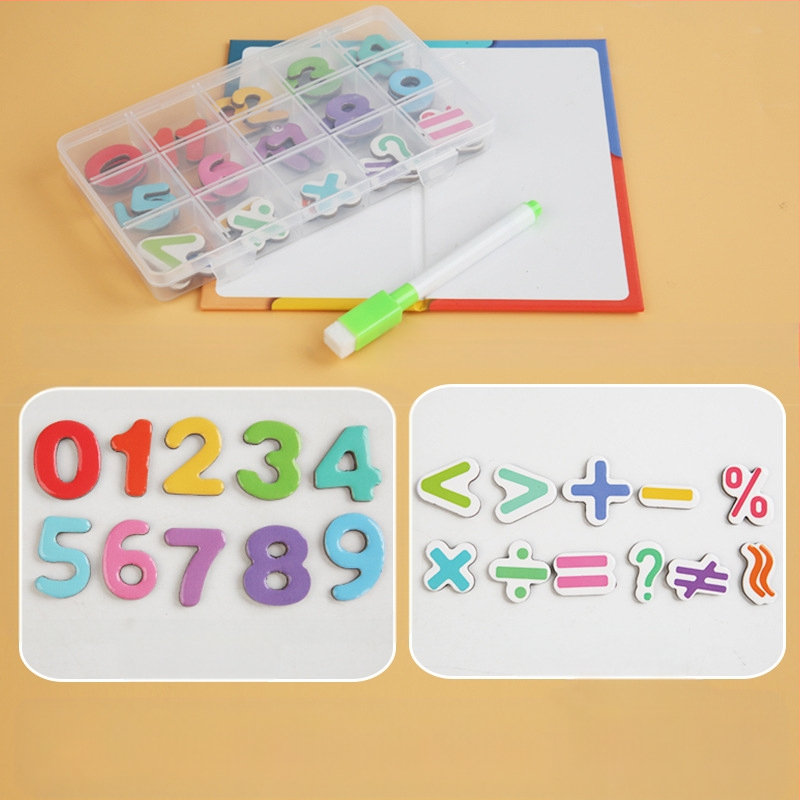 Magnetinės raidžių ir skaičių lipdukai ankstyvojo ugdymo tikslams – popierinis žaislas, vaikams 3–6 m., intelektualus vystymasis, pradinė matematika (sudėtis ir atimtis)