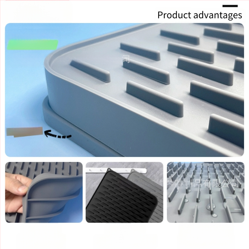 Silikoonist ruudukujuline nõudekuivatustald kaldega drenaažiga, libisemiskindel ja soojusisoleeriv