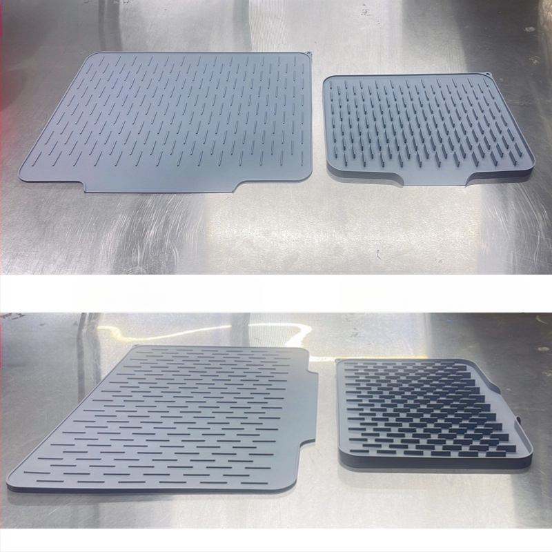 Silikoonist ruudukujuline nõudekuivatustald kaldega drenaažiga, libisemiskindel ja soojusisoleeriv