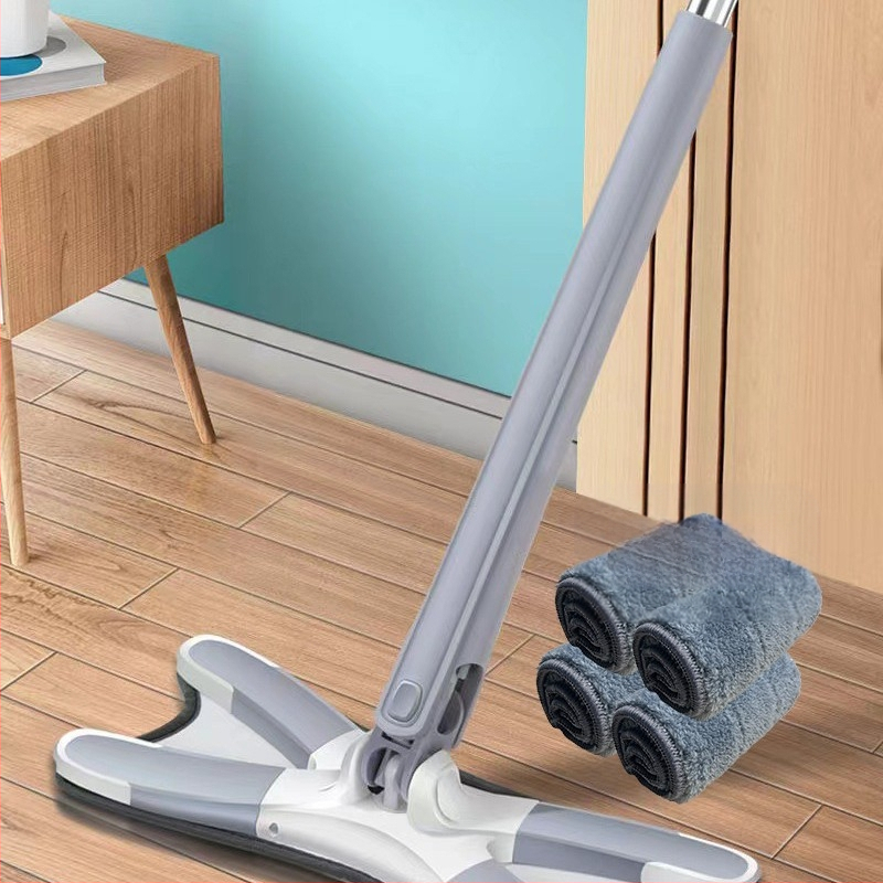 Pillangó klipszes lapos felmosó — kéz nélküli használat, összecsukható, nedves-száraz kettős használat