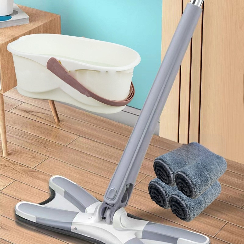 Pillangó klipszes lapos felmosó — kéz nélküli használat, összecsukható, nedves-száraz kettős használat